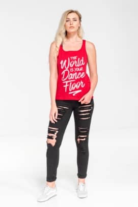 Womens TankTop The World Is Your Dance Floor Red 5704