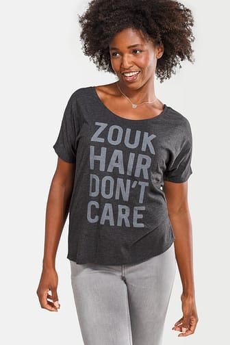 Womens T shirt Scoop Neck Zouk Hair Dont Care Grey 2232