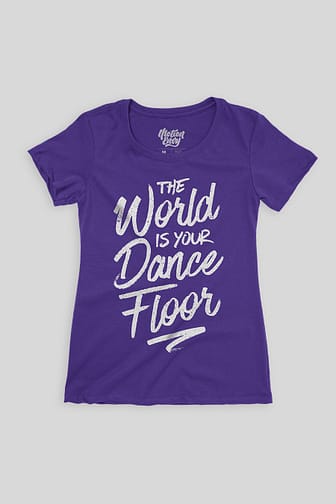 Womens T shirt The World Is Your Dance Floor Floor Flat Purple Front