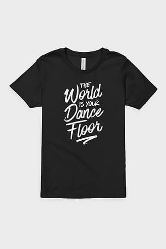 Kids and Baby The World Is Your Dance Floor Short Sleeve Kids Shirt Black Front