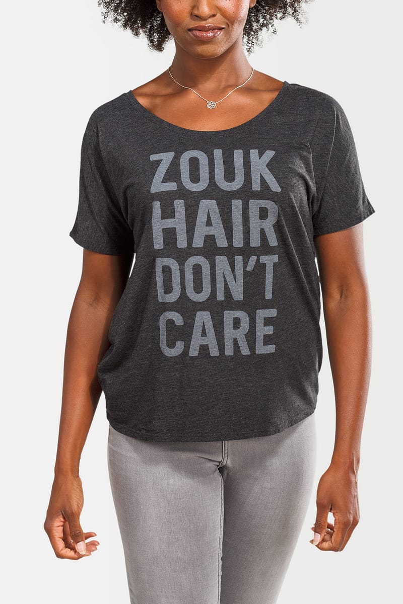 Womens T shirt Scoop Neck Zouk Hair Dont Care Grey 2196