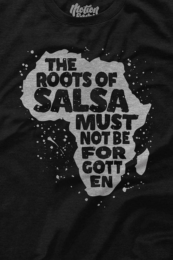 Mens T shirt FPO The Roots Of Salsal Black Front Closeup