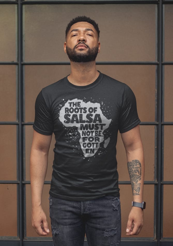 Mens T shirt Roots Of Salsa FPO Model LifeStyle Black 1