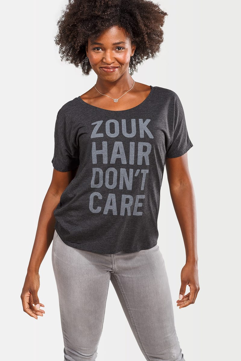 Womens T shirt Scoop Neck Zouk Hair Dont Care Grey 2170