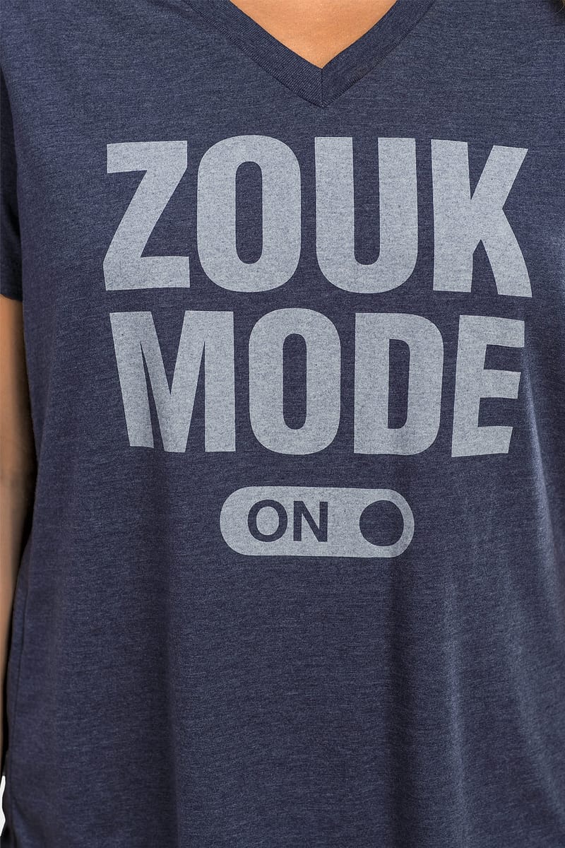 Womens T shirt V Neck Zouk Mode On Heather Navy Blue 2770