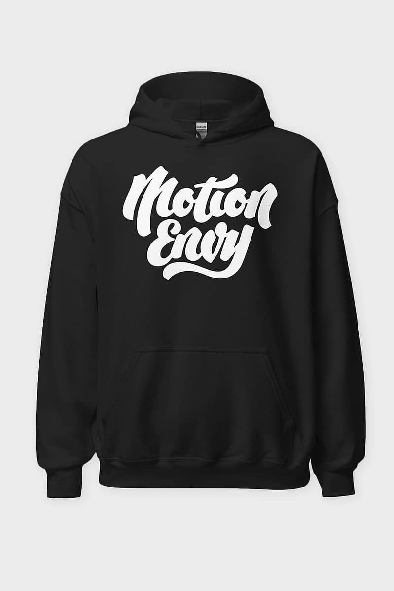 Mens Unisex T shirt Hoodie Motion Envy Logo Brand Black Front