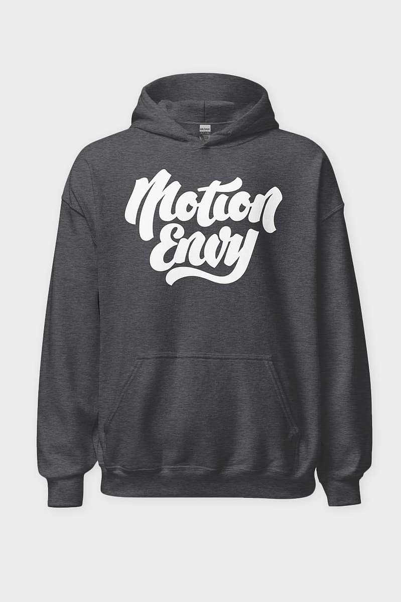 Mens Unisex T shirt Hoodie Motion Envy Logo Brand Heather Gray Front