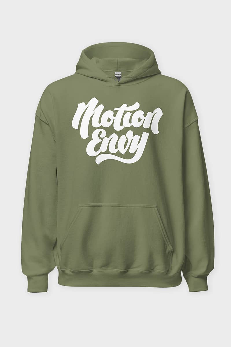Mens Unisex T shirt Hoodie Motion Envy Logo Brand Military Green Front