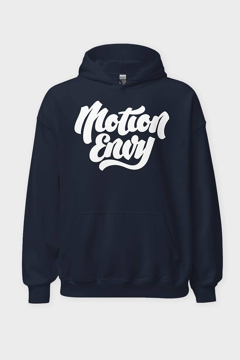 Mens Unisex T shirt Hoodie Motion Envy Logo Brand Navy Blue Front