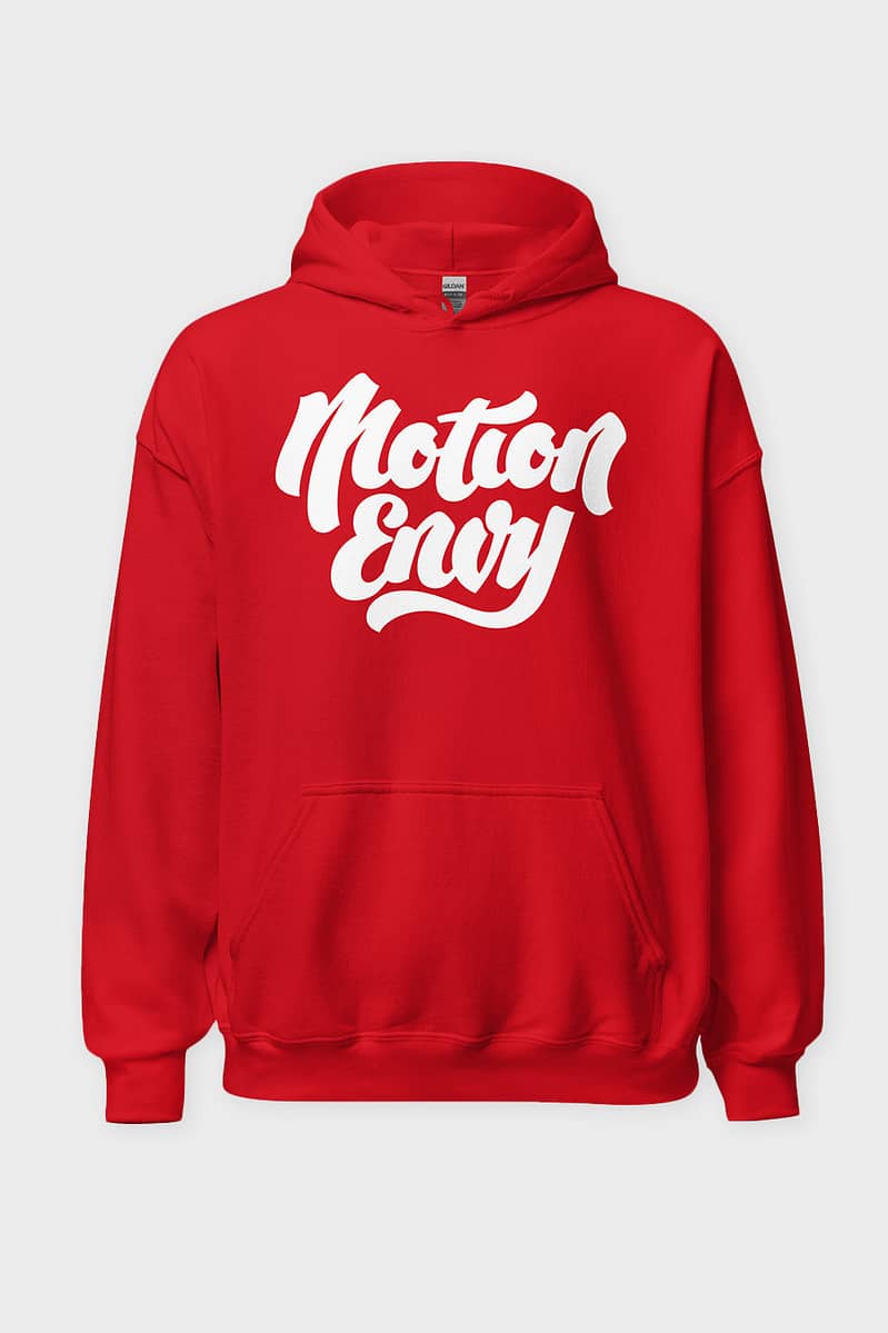 Mens Unisex T shirt Hoodie Motion Envy Logo Brand Red Front