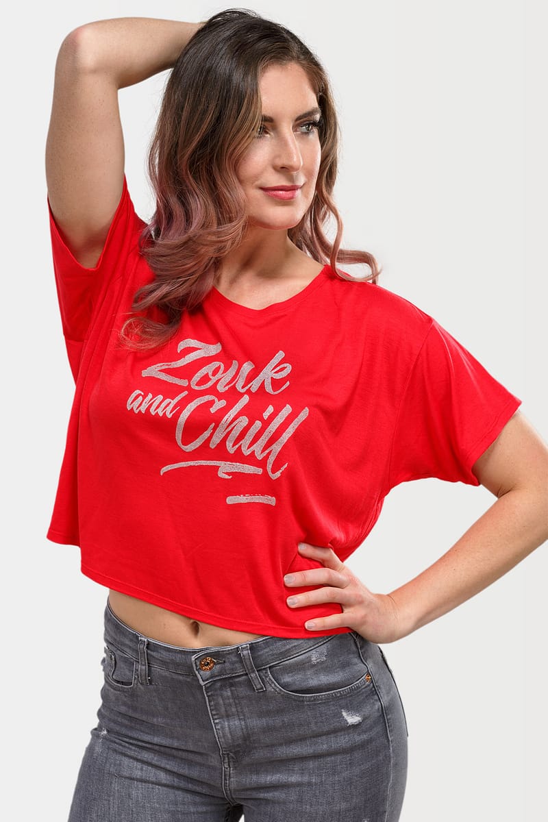 Womens Crop Top Zouk and Chill Red 0209