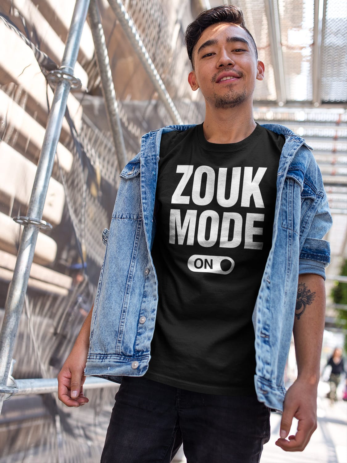 Mens T shirt Zouk Mode FPO Model LifeStyle Black Front 1