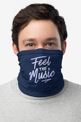 Neck Gaiters Feel theMusic Navy Blue Male3 Face Front