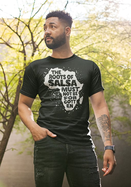 Mens T shirt Roots Of Salsa FPO Model LifeStyle Black 2