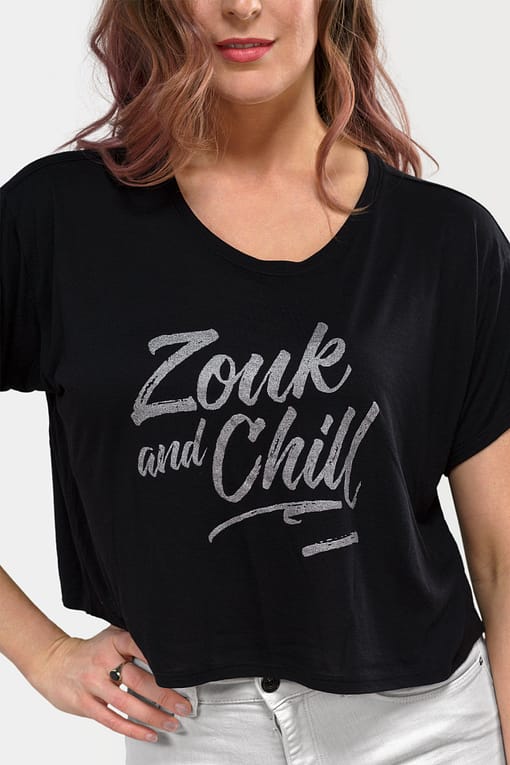 Womens Crop Top Zouk and Chill Black 0467