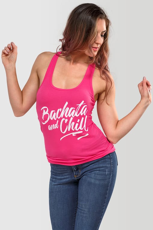 Womens Tank Top Bachata and Chill Raspberry Pink 0900