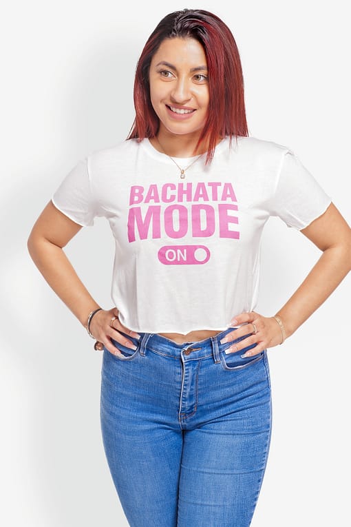 Womens Bachata Mode Crop Top - White Front View