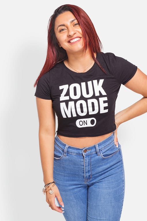 Womens Zouk Mode Crop Top - Black Front View