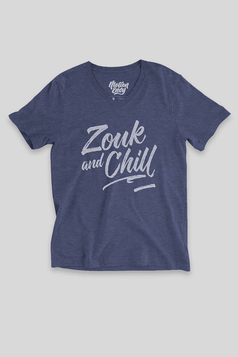 Mens T shirt Zouk And Chill Flat Heather Navy Front
