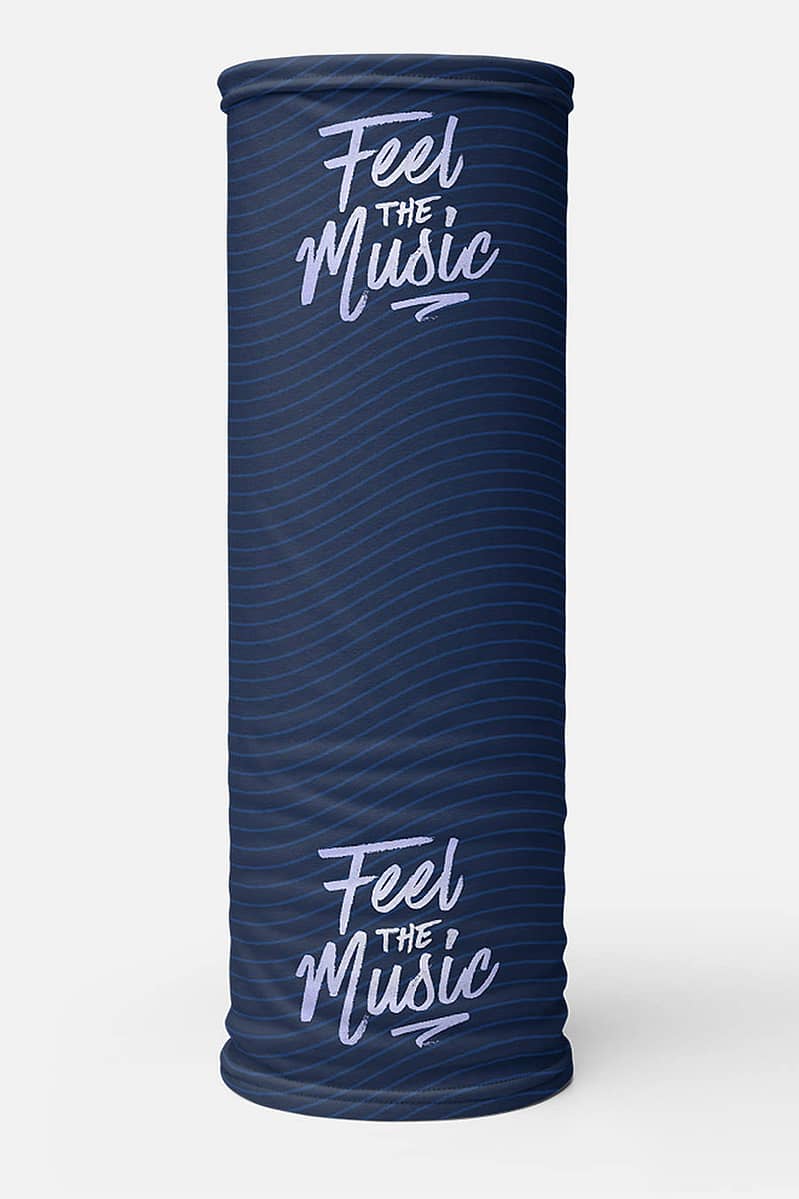 Neck Gaiters Feel The Music Navy Blue Product Front Rolled