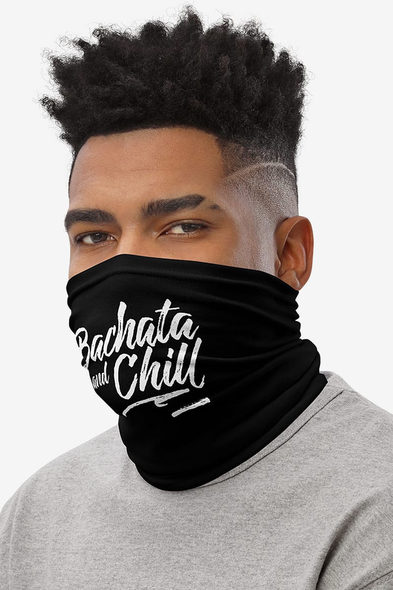 Neck Gaiters Bachata And Chill Black Male1 Face Left