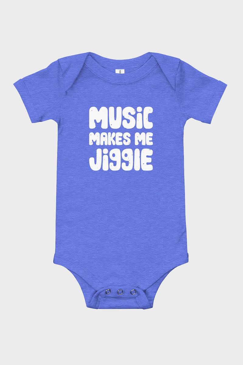 Kids and Baby Music Makes Me Jiggle Short Sleeve One Piece Blue
