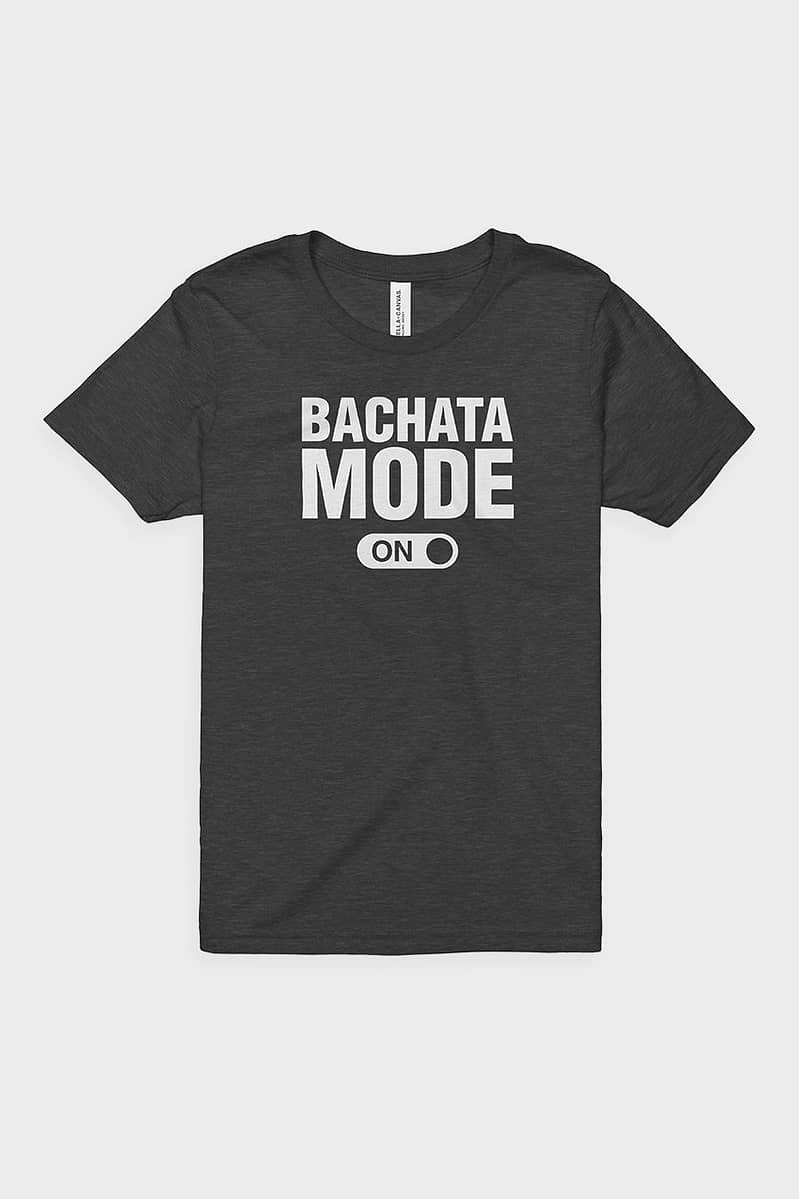 Kids Bachata Mode On Short Sleeve Kids Shirt Heather Grey Front