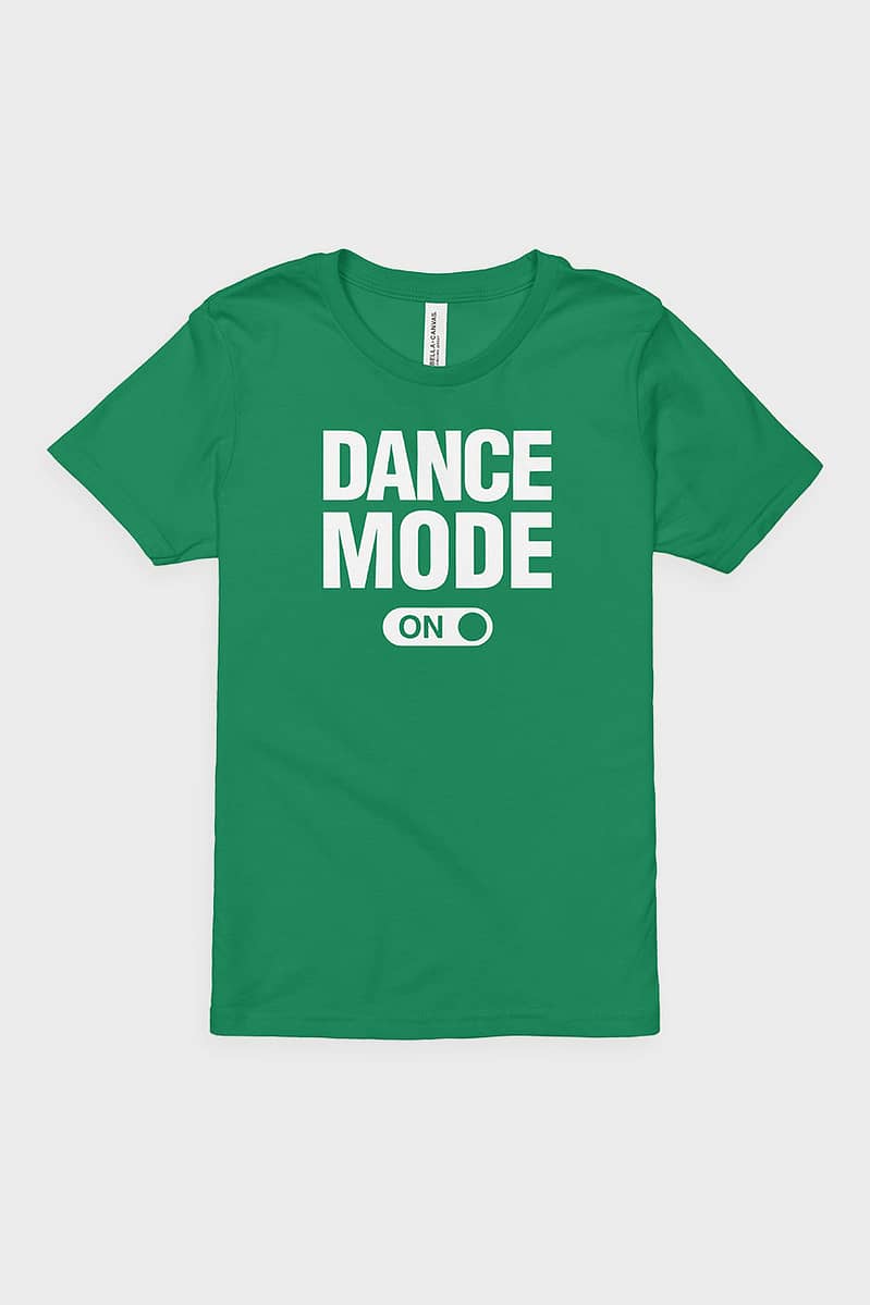 Kids Dance Mode On Short Sleeve Kids Shirt Kelly Green Front