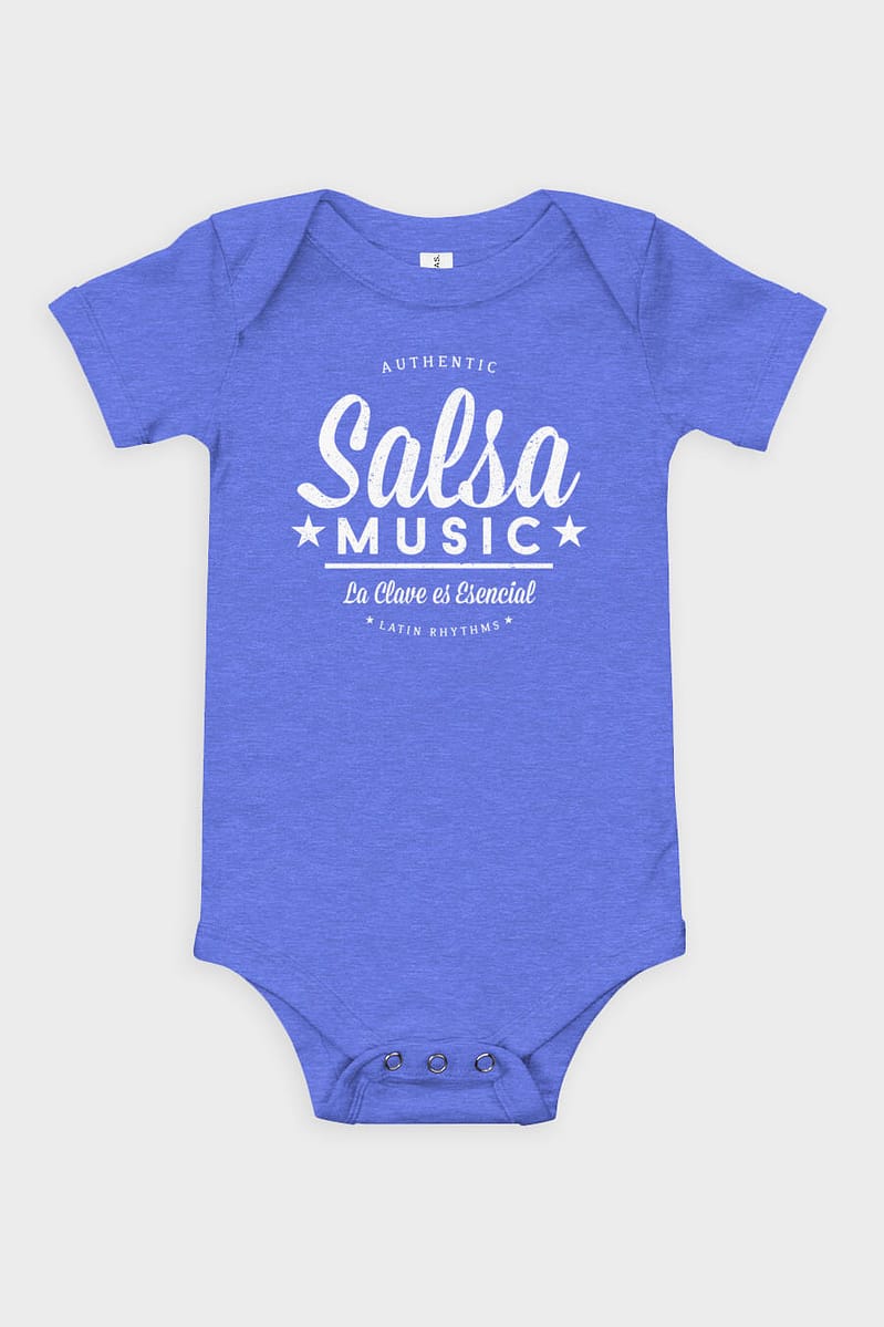 Kids and Baby Authentic Salsa Music Short Sleeve One Piece Blue Heather