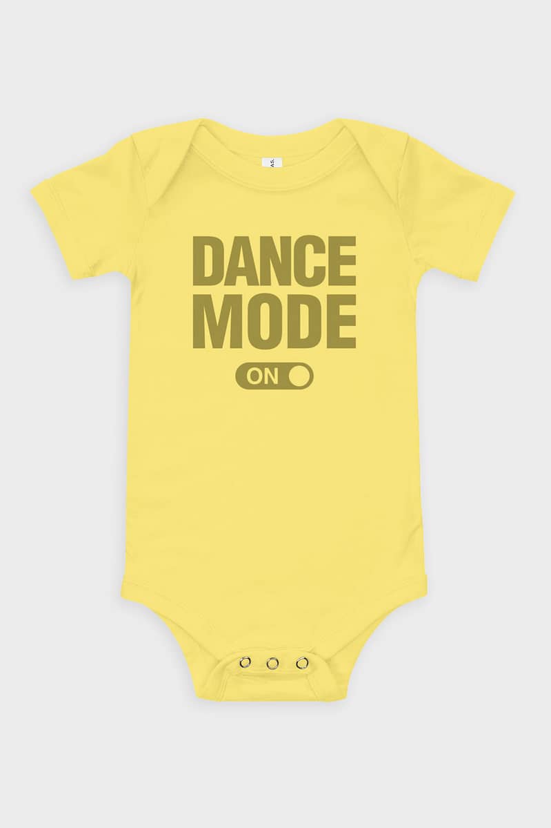 Kids and Baby Dance Mode On Short Sleeve One Piece Yellow