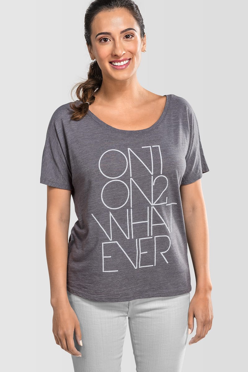 Womens T shirt Scoop Neck On1 On2 Whatever Grey 1731
