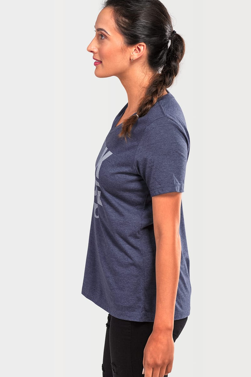 Womens T shirt V Neck Zouk Mode On Heather Navy Blue 2742