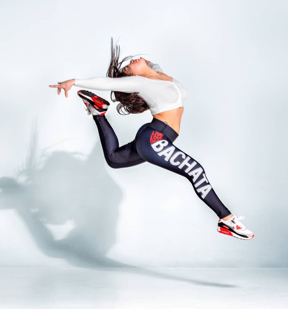 Womens Tunic Bachata Leggings FPO Model Studio Shot Front Jump 4509